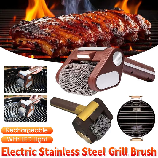Hot-Selling 2-In-1 Wireless Electric Barbecue Brush 360° Rotating Cleaning Brush for Barbecue with LED, Effective and Convenient