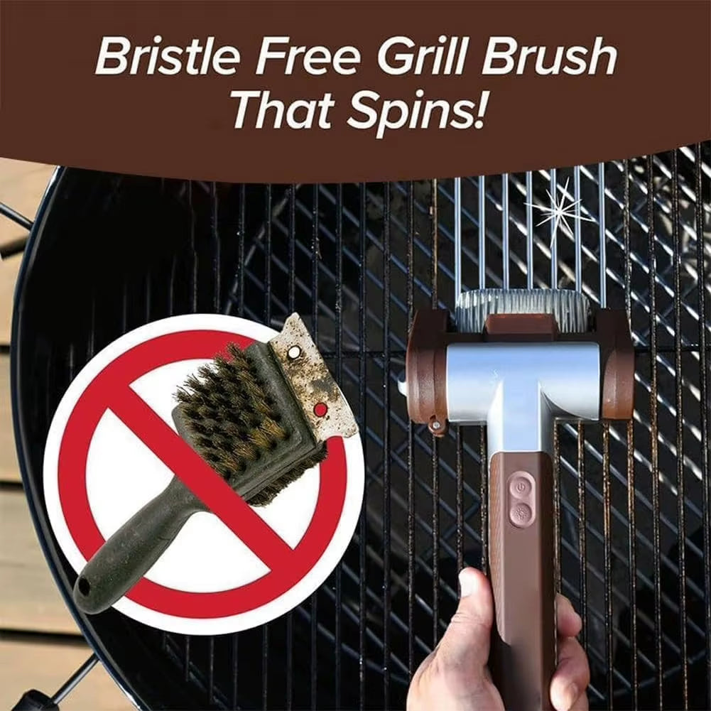 Hot-Selling 2-In-1 Wireless Electric Barbecue Brush 360° Rotating Cleaning Brush for Barbecue with LED, Effective and Convenient