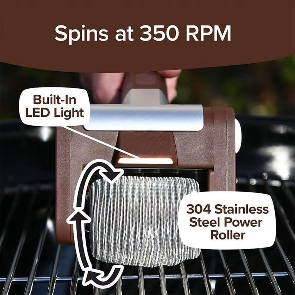 Hot-Selling 2-In-1 Wireless Electric Barbecue Brush 360° Rotating Cleaning Brush for Barbecue with LED, Effective and Convenient